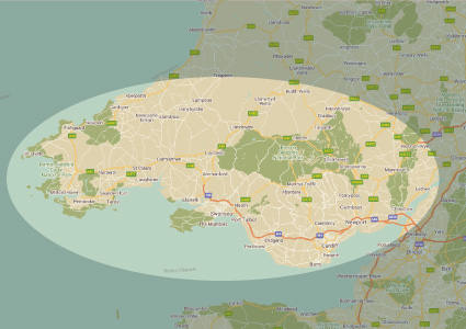 Map south wales cheptsow newport cardiff swansea carmarthen haverfordwest tenby brecon cardigan