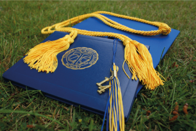 College award folder blue gold string