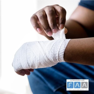 Male hand bandaged